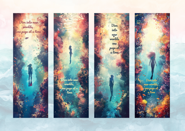 Bookmark ~ Dive into new Worlds ~ Water Color